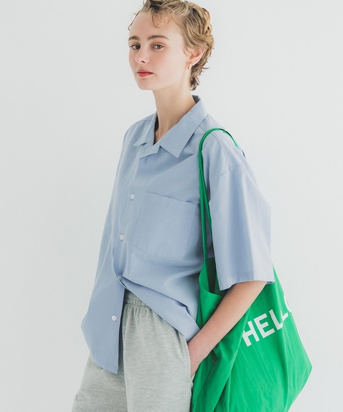 coca（coca）（コカ）の「リネンブレンド開襟半袖シャツ（シャツ/ブラウス・メンズ・ライトブルー/ダークグリーン/ネイビー/グレー/ライトベージュ/チャコール・M/L/XL）」の5枚目の写真