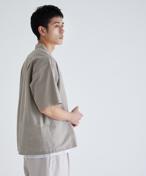 coca（coca）（コカ）の「リネンブレンド開襟半袖シャツ（シャツ/ブラウス・メンズ・ライトブルー/ダークグリーン/ネイビー/グレー/ライトベージュ/チャコール・M/L/XL）」の15枚目の写真