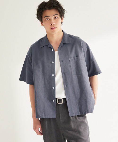 セール】リネンブレンド開襟半袖シャツ（シャツ/ブラウス）｜coca