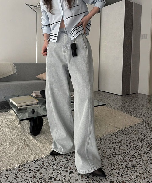 セール】loose side tuck denim PT（デニムパンツ）｜WILLFULLY
