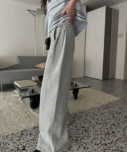セール】loose side tuck denim PT（デニムパンツ）｜WILLFULLY