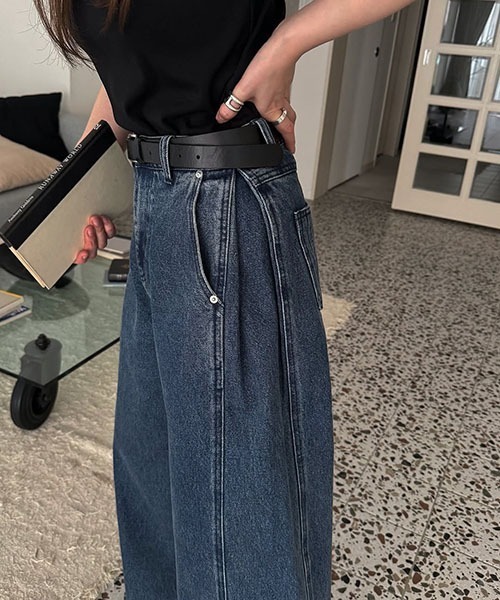 セール】loose side tuck denim PT（デニムパンツ）｜WILLFULLY