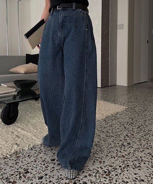 セール】loose side tuck denim PT（デニムパンツ）｜WILLFULLY