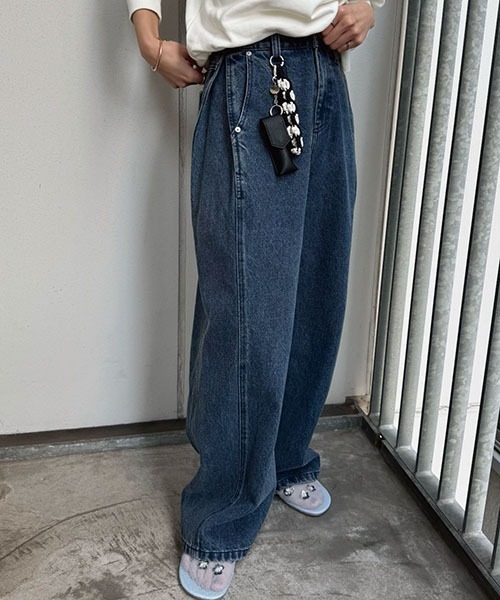 セール】loose side tuck denim PT（デニムパンツ）｜WILLFULLY