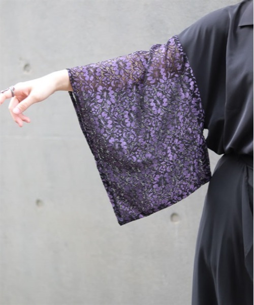 REZEN（リゼン）の「レース切替和袖シャツ（シャツ/ブラウス・メンズ・ライトグレー/レッドパープル/ローズ・LARGE/X-LARGE/MEDIUM）」の9枚目の写真