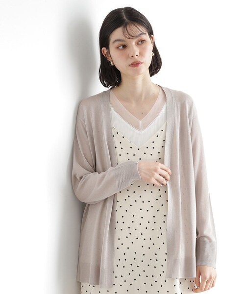 THE SHOP TK （ザ ショップ ティーケー ）の「シアーカーディガン【洗濯機OK】（カーディガン/ボレロ・レディース・ナチュラル/ブラック/アイボリー/スモーキーグリーン系・12/13）」の4枚目の写真