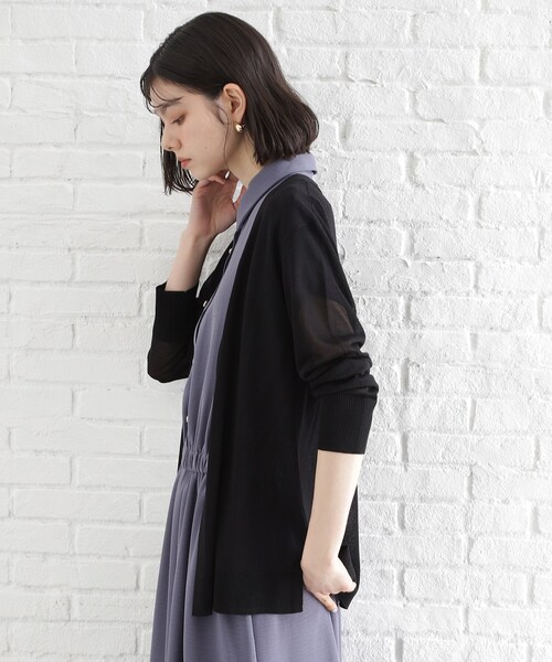 THE SHOP TK （ザ ショップ ティーケー ）の「シアーカーディガン【洗濯機OK】（カーディガン/ボレロ・レディース・ナチュラル/ブラック/アイボリー/スモーキーグリーン系・12/13）」の10枚目の写真