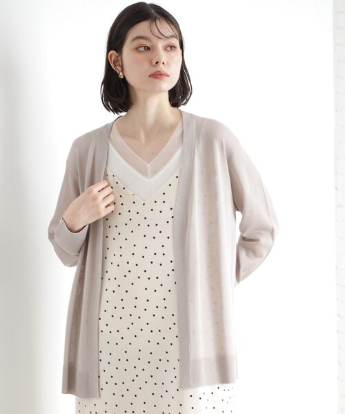 THE SHOP TK （ザ ショップ ティーケー ）の「シアーカーディガン【洗濯機OK】（カーディガン/ボレロ・レディース・ナチュラル/ブラック/アイボリー/スモーキーグリーン系・12/13）」の13枚目の写真