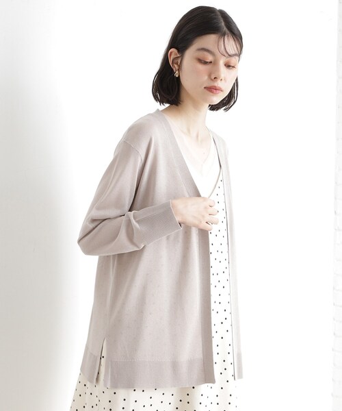 THE SHOP TK （ザ ショップ ティーケー ）の「シアーカーディガン【洗濯機OK】（カーディガン/ボレロ・レディース・ナチュラル/ブラック/アイボリー/スモーキーグリーン系・12/13）」の14枚目の写真