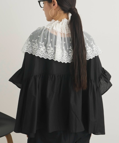 Libra Cue（リブラ キュー）の「スカラップレーススカート(付け襟)（付け襟・レディース・ホワイト/ブラック・FREE）」の4枚目の写真