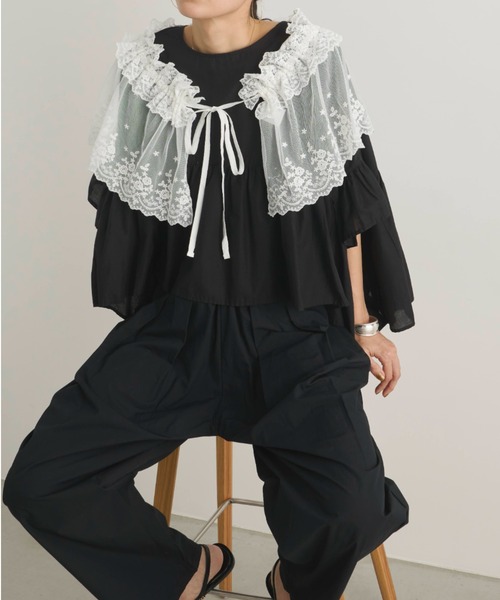 Libra Cue（リブラ キュー）の「スカラップレーススカート(付け襟)（付け襟・レディース・ホワイト/ブラック・FREE）」の8枚目の写真