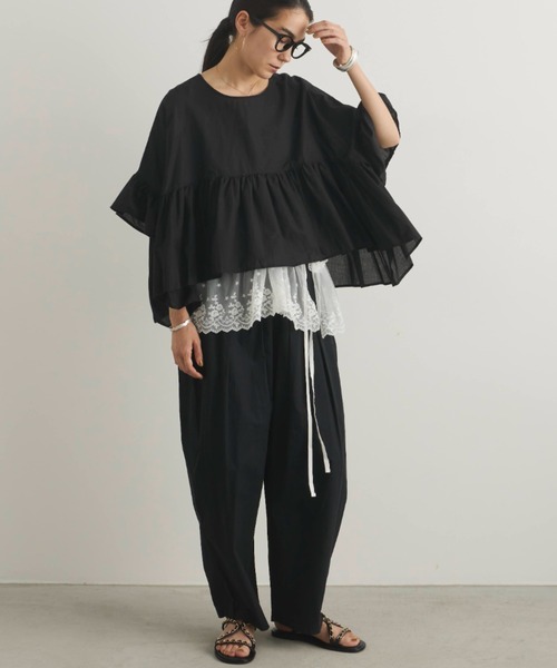 Libra Cue（リブラ キュー）の「スカラップレーススカート(付け襟)（付け襟・レディース・ホワイト/ブラック・FREE）」の12枚目の写真