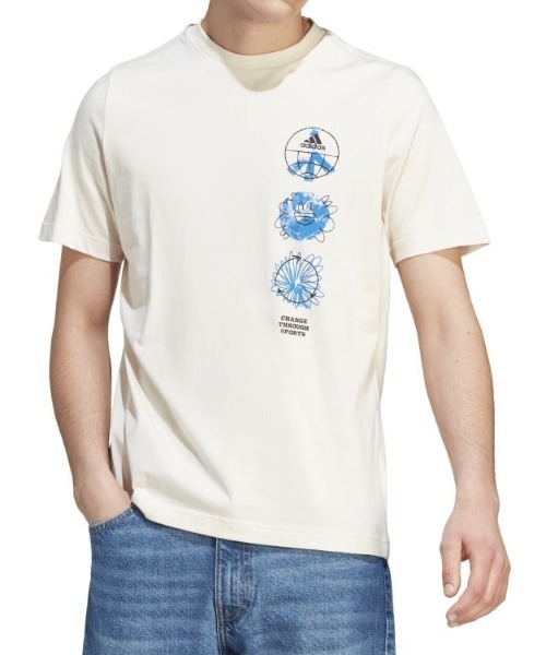 adidas(アディダス)の「アディダス adidas アディダス チェンジ スルー(Tシャツ/カットソー・メンズ・アイボリー/ブルー/ホワイト・LL/3L/S/M/L)」の2枚目の写真