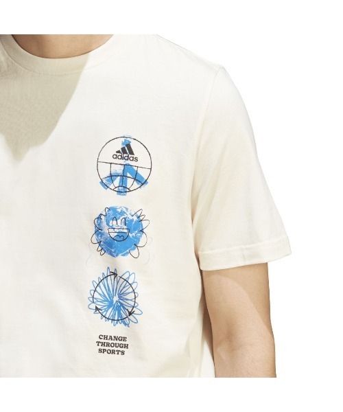 adidas(アディダス)の「アディダス adidas アディダス チェンジ スルー(Tシャツ/カットソー・メンズ・アイボリー/ブルー/ホワイト・LL/3L/S/M/L)」の5枚目の写真