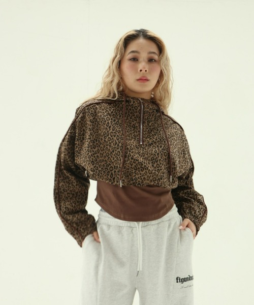FIG&VIPER(フィグアンドバイパー)の「レオパードZIPショートフーディ(パーカー・レディース・ベージュ/カーキ・FREE)」の4枚目の写真