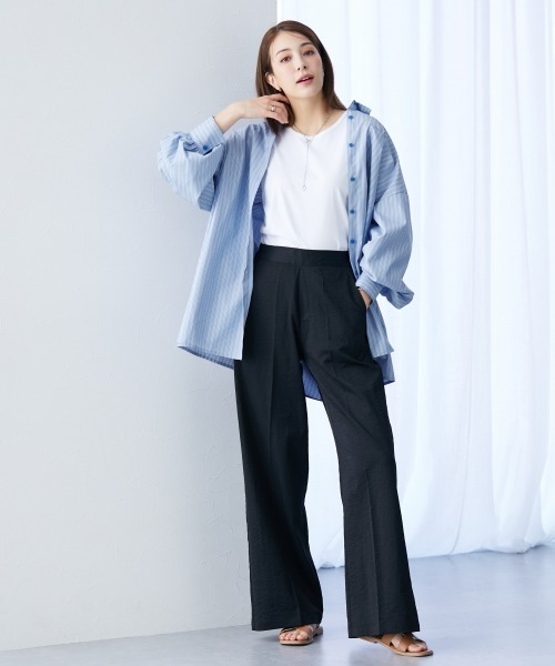 slattgir(スラットジール)の「高身長 接触冷感ライトチノワイドパンツ(トールサイズ)(チノパンツ・レディース・ブラック/ベージュ/カーキ/グレー/ダークネイビー・5L/M/L/LL/3L/4L)」の22枚目の写真