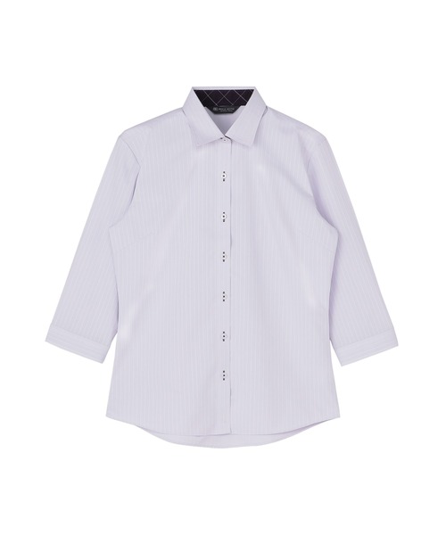 TOKYO SHIRTS(トウキョウシャツ)の「【透け防止】 形態安定ノーアイロン ワイド 7分袖ビジネスワイシャツ(ビジネスシャツ・レディース・ラベンダー・XS/S/M/L/LL/XL)」の1枚目の写真