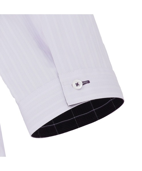 TOKYO SHIRTS(トウキョウシャツ)の「【透け防止】 形態安定ノーアイロン ワイド 7分袖ビジネスワイシャツ(ビジネスシャツ・レディース・ラベンダー・XS/S/M/L/LL/XL)」の3枚目の写真