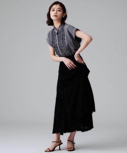 UNTITLED（アンタイトル）の「スタンドネックフリルブラウス【吸水速乾/UVケア】（シャツ/ブラウス・レディース・ベージュ/ライトグレー/ブラック/オフホワイト/サックスブルー/ダークグレー/ブラウン系その他・48/00/02/04/44）」の21枚目の写真