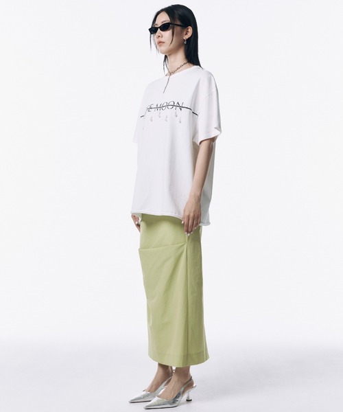 JOSE MOON（ジョゼムーン）の「IRREGULAR TUCK TIGHT SKIRT/イレギュラータックタイトスカート（スカート・レディース・ブラック/ホワイト/グリーン系その他/ブルー/オレンジ・38/36）」の7枚目の写真