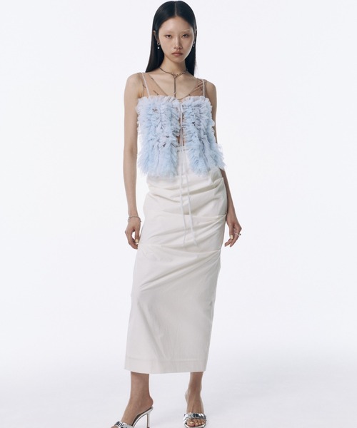 JOSE MOON（ジョゼムーン）の「IRREGULAR TUCK TIGHT SKIRT/イレギュラータックタイトスカート（スカート・レディース・ブラック/ホワイト/グリーン系その他/ブルー/オレンジ・38/36）」の6枚目の写真