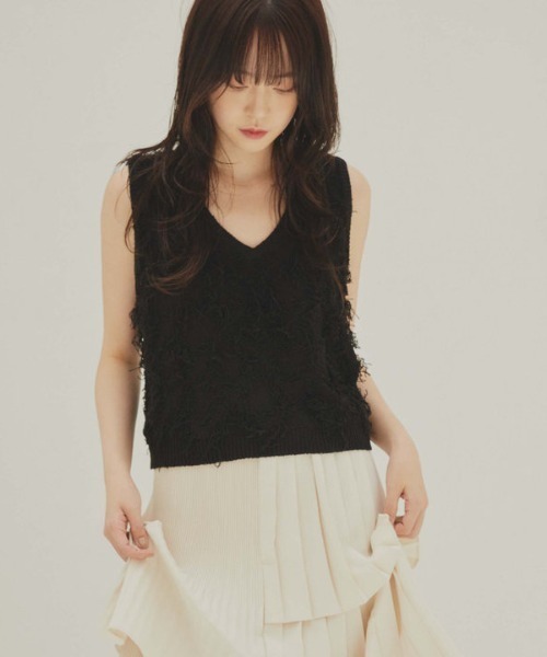 archives（アルシーヴ）の「２ＷＡＹフリンジニットベスト（ベスト・レディース・グレー/アイボリー/ブラック/モカ・MEDIUM）」の14枚目の写真