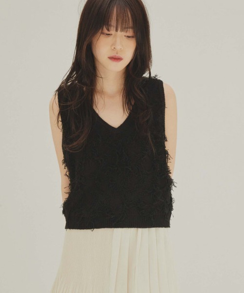 archives（アルシーヴ）の「２ＷＡＹフリンジニットベスト（ベスト・レディース・グレー/アイボリー/ブラック/モカ・MEDIUM）」の13枚目の写真