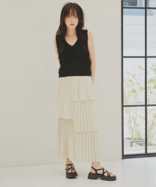 archives（アルシーヴ）の「２ＷＡＹフリンジニットベスト（ベスト・レディース・グレー/アイボリー/ブラック/モカ・MEDIUM）」の5枚目の写真