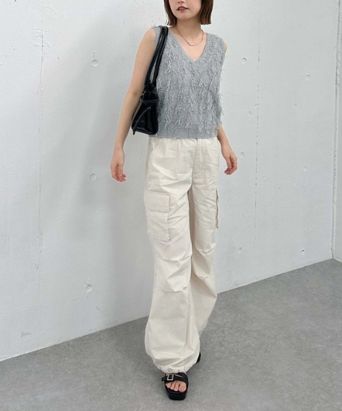 archives（アルシーヴ）の「２ＷＡＹフリンジニットベスト（ベスト・レディース・グレー/アイボリー/ブラック/モカ・MEDIUM）」の10枚目の写真