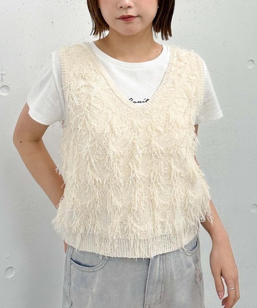 archives（アルシーヴ）の「２ＷＡＹフリンジニットベスト（ベスト・レディース・グレー/アイボリー/ブラック/モカ・MEDIUM）」の19枚目の写真