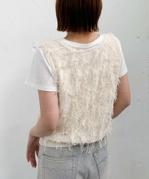 archives（アルシーヴ）の「２ＷＡＹフリンジニットベスト（ベスト・レディース・グレー/アイボリー/ブラック/モカ・MEDIUM）」の17枚目の写真