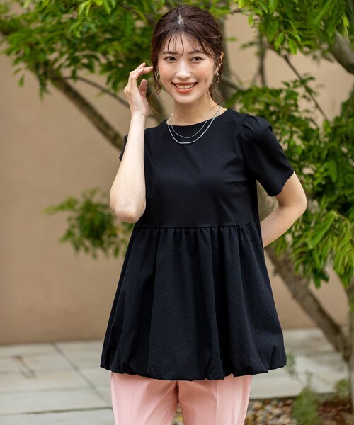 ANY SIS（エニィスィス）の「コンビネーションペプラム チュニック（Tシャツ/カットソー・レディース・ブラック系/ライトイエロー系/ホワイト系・2）」の5枚目の写真