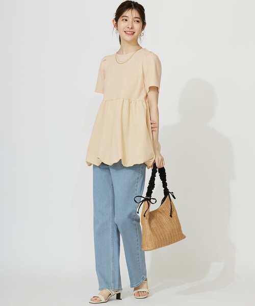 ANY SIS（エニィスィス）の「コンビネーションペプラム チュニック（Tシャツ/カットソー・レディース・ブラック系/ライトイエロー系/ホワイト系・2）」の7枚目の写真