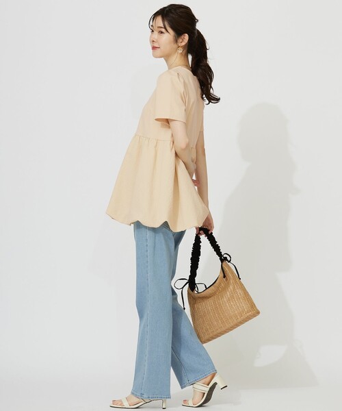 ANY SIS（エニィスィス）の「コンビネーションペプラム チュニック（Tシャツ/カットソー・レディース・ブラック系/ライトイエロー系/ホワイト系・2）」の8枚目の写真