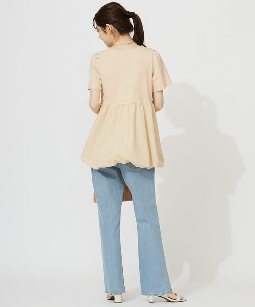 ANY SIS（エニィスィス）の「コンビネーションペプラム チュニック（Tシャツ/カットソー・レディース・ブラック系/ライトイエロー系/ホワイト系・2）」の9枚目の写真