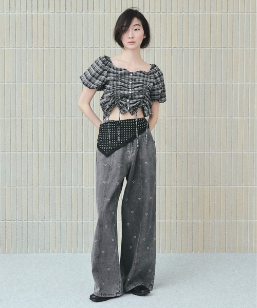 Heather(ヘザー)の「2WAYドロストブラウス(半袖) 497298(シャツ/ブラウス・レディース・オフホワイト/ネイビー/ブラック・FREE)」の4枚目の写真