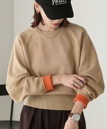 BONLECILL | 【マシンウォッシャブル】配色ボリュームスリーブスウェットライクニット(ニット/セーター)