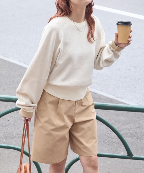 BONLECILL（ボンルシール）の「【マシンウォッシャブル】配色ボリュームスリーブスウェットライクニット（ニット/セーター・レディース・オートミール/ネイビー/アイボリー/ブラック/チャコールグレー/スミクロ/ベージュ/ネイビー系1/ブラウン/グリーン/レッド/グレー系その他・FREE/L/M）」の13枚目の写真