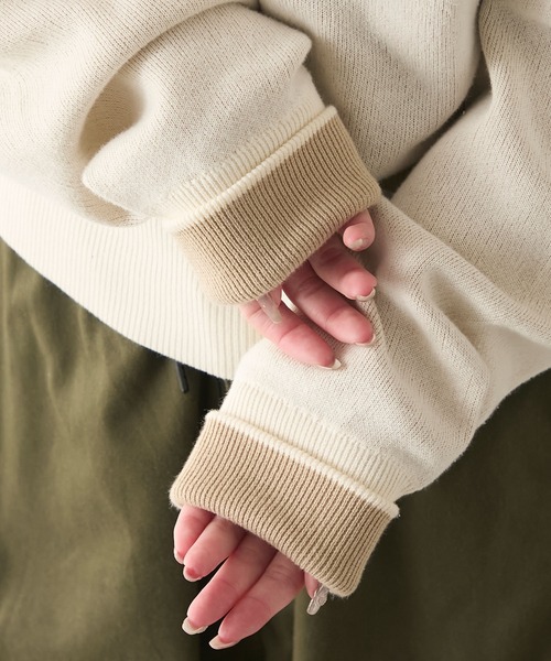 BONLECILL（ボンルシール）の「【マシンウォッシャブル】配色ボリュームスリーブスウェットライクニット（ニット/セーター・レディース・オートミール/ネイビー/アイボリー/ブラック/チャコールグレー/スミクロ/ベージュ/ネイビー系1/ブラウン/グリーン/レッド/グレー系その他・FREE/L/M）」の20枚目の写真