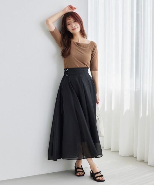 mysty woman(ミスティウーマン)の「テレコスクエアプルオーバー 574832(Tシャツ/カットソー・レディース・オフホワイト/ブラック/ブラウン系その他・FREE)」の8枚目の写真