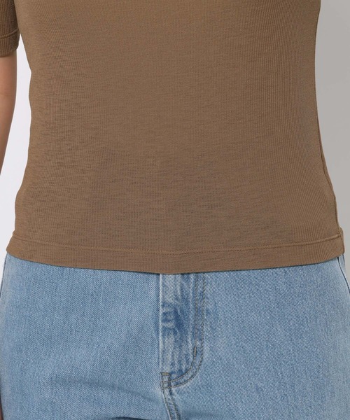 mysty woman(ミスティウーマン)の「テレコスクエアプルオーバー 574832(Tシャツ/カットソー・レディース・オフホワイト/ブラック/ブラウン系その他・FREE)」の15枚目の写真