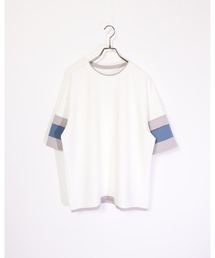 ATELANE/ストレッチポンチ×梨地　切り替えTEE