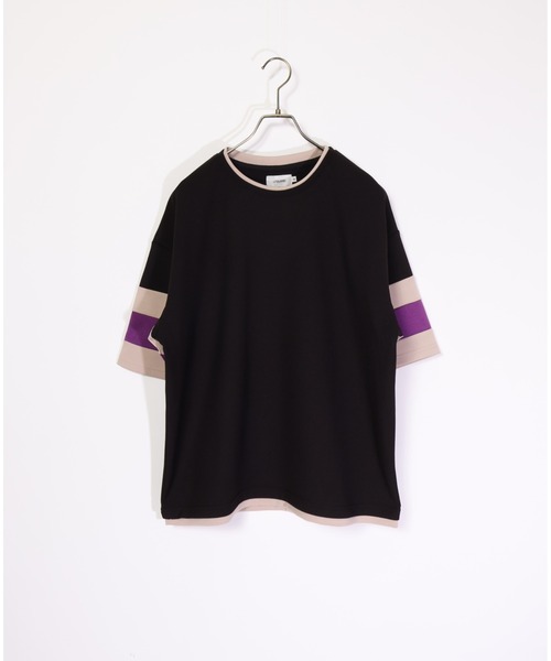 ATELANE(アテレーン)の「ATELANE/ストレッチポンチ×梨地 切り替えTEE(Tシャツ/カットソー・メンズ・ホワイト系その他/ブラック系その他/ブラック/ホワイト・LARGE/X-LARGE/MEDIUM)」の1枚目の写真