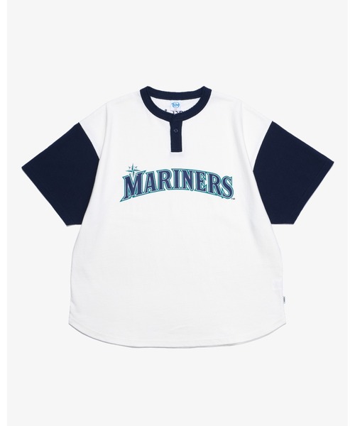 KEBOZ × MLB SEATTLE MARINERS ROUND HEM HENLEY NECK S/S TEE