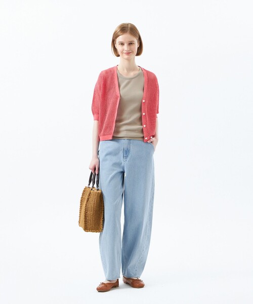 MACKINTOSH PHILOSOPHY（ﾏｯｷﾝﾄｯｼｭ ﾌｨﾛｿﾌｨｰ）の「メッシュニットカーディガン（カーディガン/ボレロ・レディース・レッド/ダークネイビー/オフホワイト・38）」の5枚目の写真