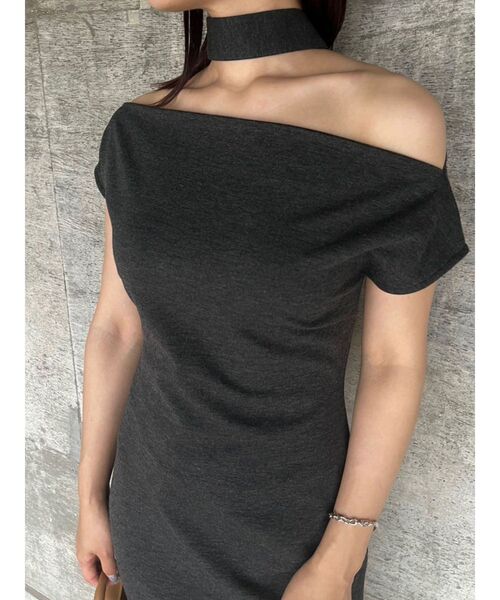 LAGUNAMOON（ラグナムーン）の「オフショルボートポンチワンピース（ワンピース・レディース・ブラウン/チャコールグレー・SMALL/MEDIUM）」の4枚目の写真