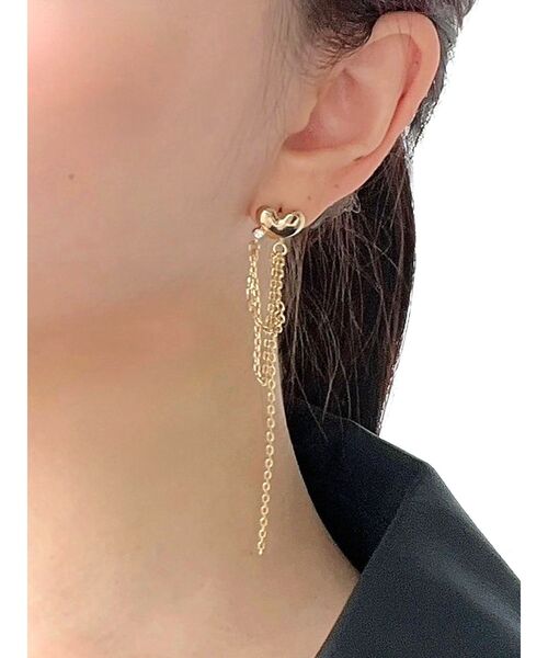 RESEXXY（リゼクシー）の「ハートチェーンピアス（ピアス（両耳用）・レディース・ゴールド/シルバー・FREE）」の2枚目の写真