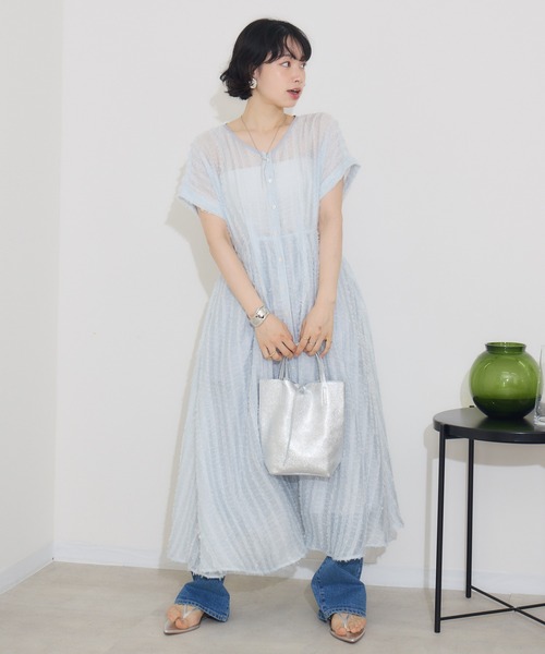 KATHARINE ROSS（キャサリンロス）の「【KATHARINE ROSS】ストライプカットドビーワンピース（ワンピース・レディース・ライトブルー/ブラック・MEDIUM）」の19枚目の写真