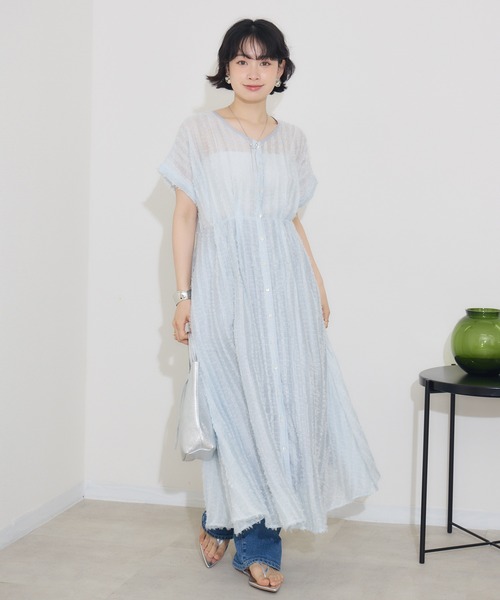 KATHARINE ROSS（キャサリンロス）の「【KATHARINE ROSS】ストライプカットドビーワンピース（ワンピース・レディース・ライトブルー/ブラック・MEDIUM）」の18枚目の写真