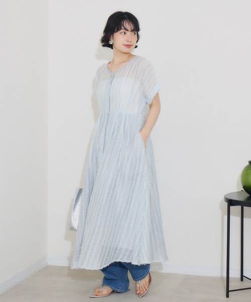 KATHARINE ROSS（キャサリンロス）の「【KATHARINE ROSS】ストライプカットドビーワンピース（ワンピース・レディース・ライトブルー/ブラック・MEDIUM）」の17枚目の写真